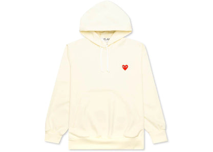 comme des garcons play red heart hoodie ivory