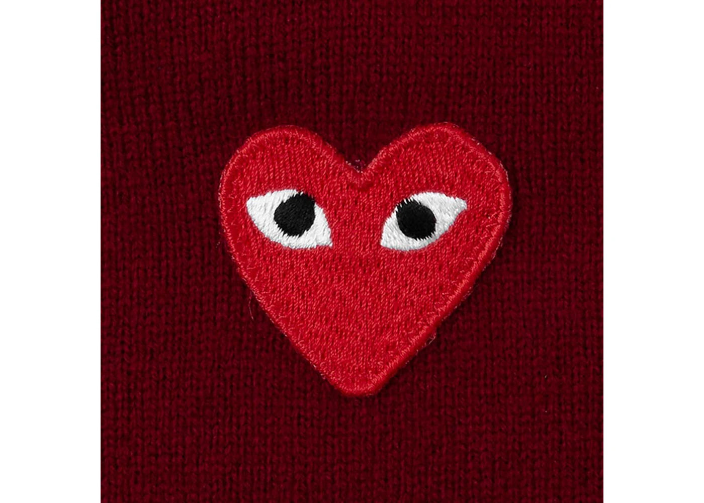 comme des garcons play red heart knit cardigan sweater burgundy