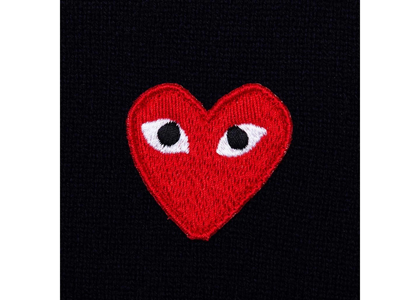comme des garcons play red heart knit cardigan sweater navy