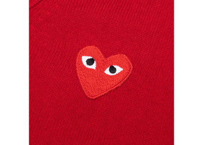 comme des garcons play red heart knit cardigan sweater red