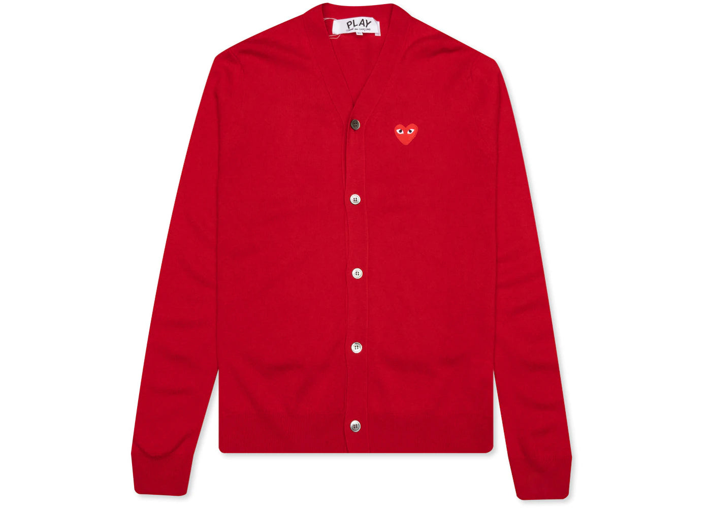 comme des garcons play red heart knit cardigan sweater red