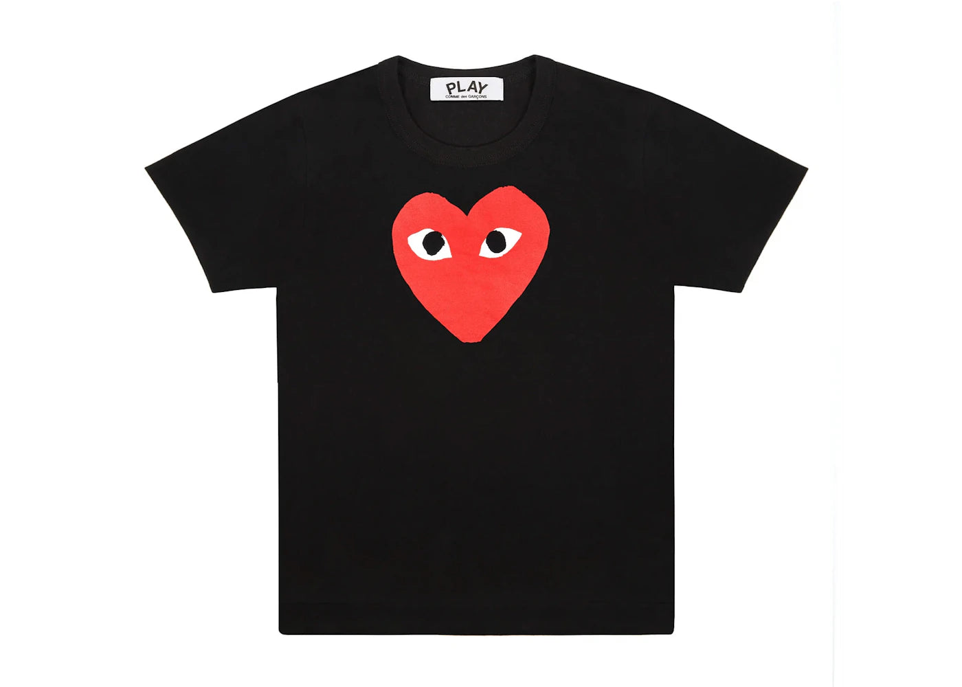 comme des garcons play red heart t-shirt black