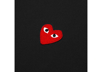 comme des garcons play red heart zip up hoodie black