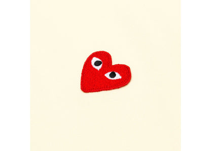 comme des garcons play red heart zip up hoodie ivory