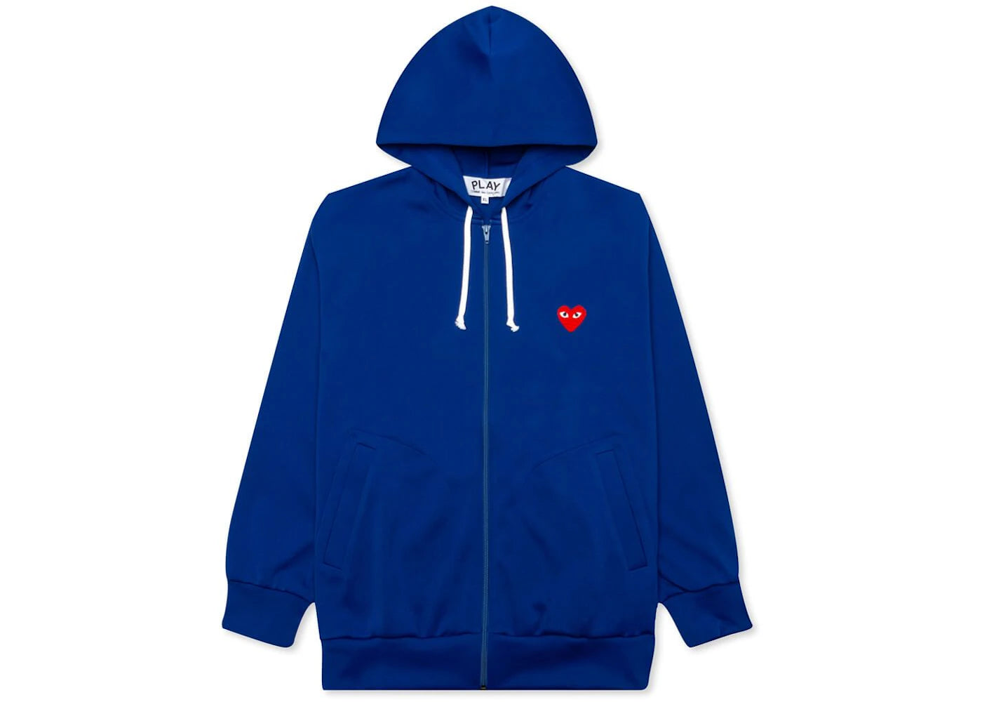 comme des garcons play red heart zip up hoodie navy