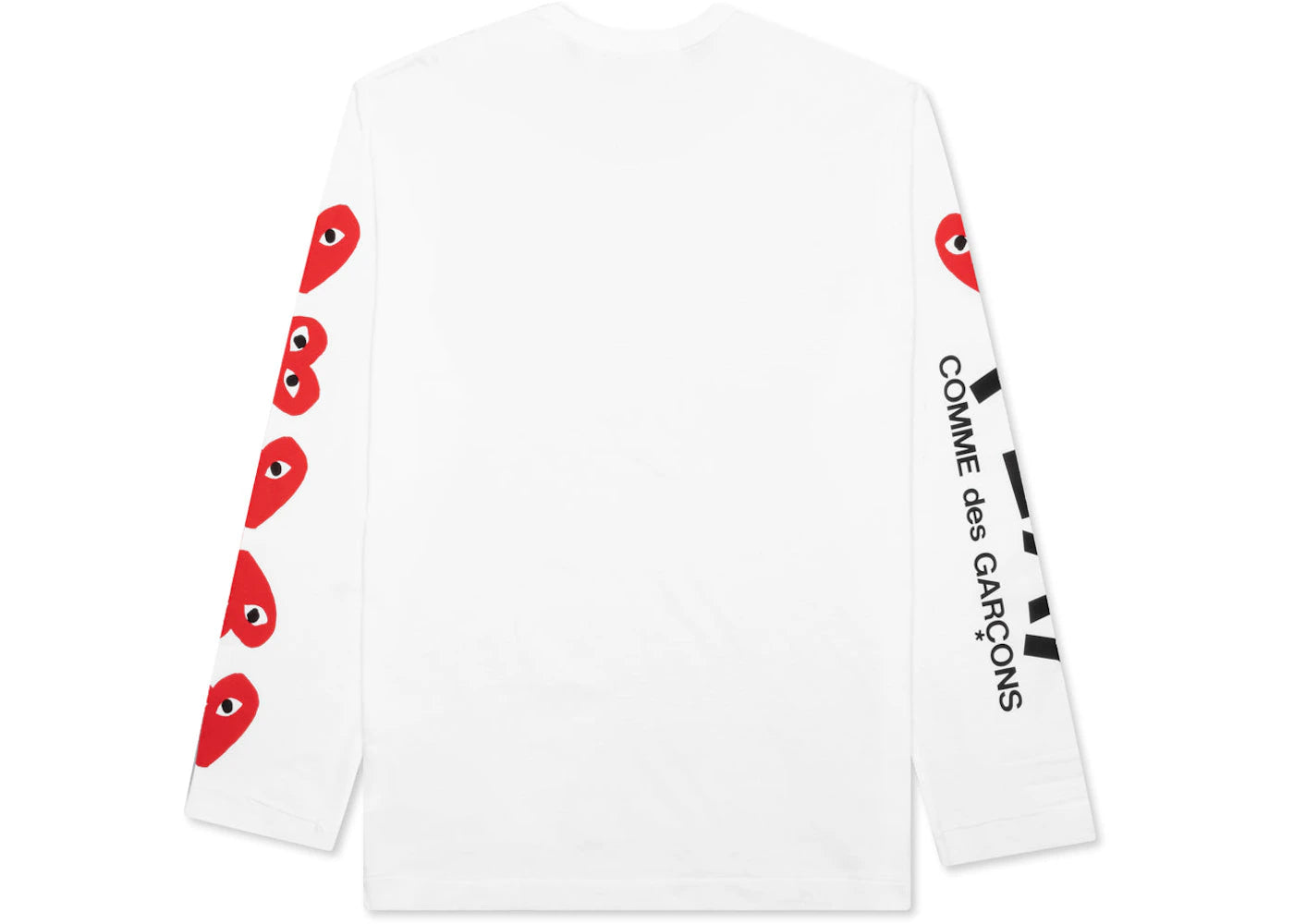 comme des garcons play red multi heart l/s t-shirt white