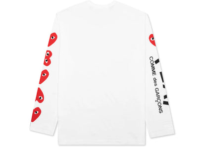 comme des garcons play red multi heart l/s t-shirt white