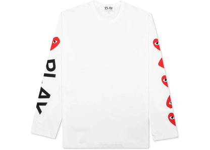 comme des garcons play red multi heart l/s t-shirt white