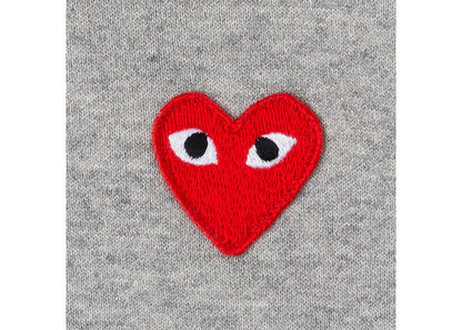 comme des garcons play red multi heart zip up hoodie grey