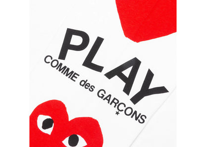 comme des garcons play red printed sleeve l/s t-shirt white