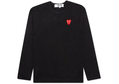 comme des garcons play red stacked heart l/s t-shirt black