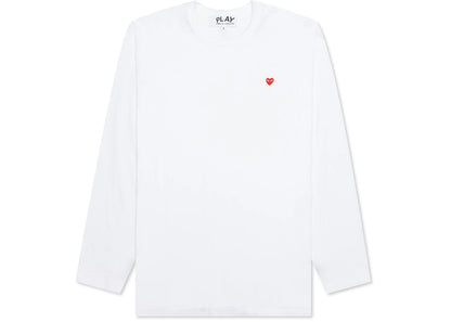 comme des garcons play small red heart l/s t-shirt white