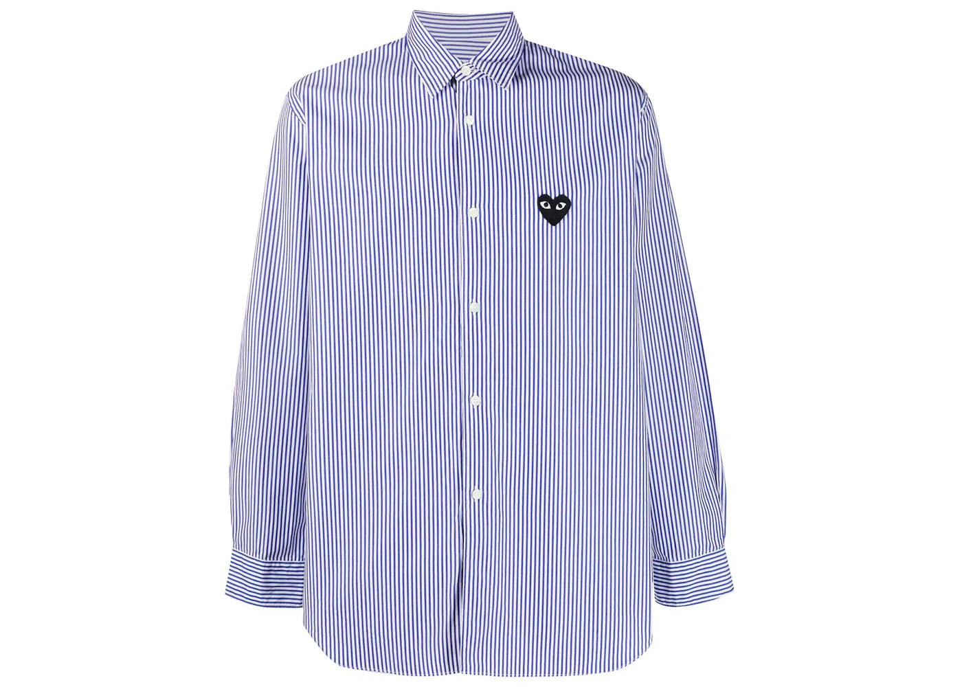 comme des garcons play stripe embroidered logo shirt blue/white