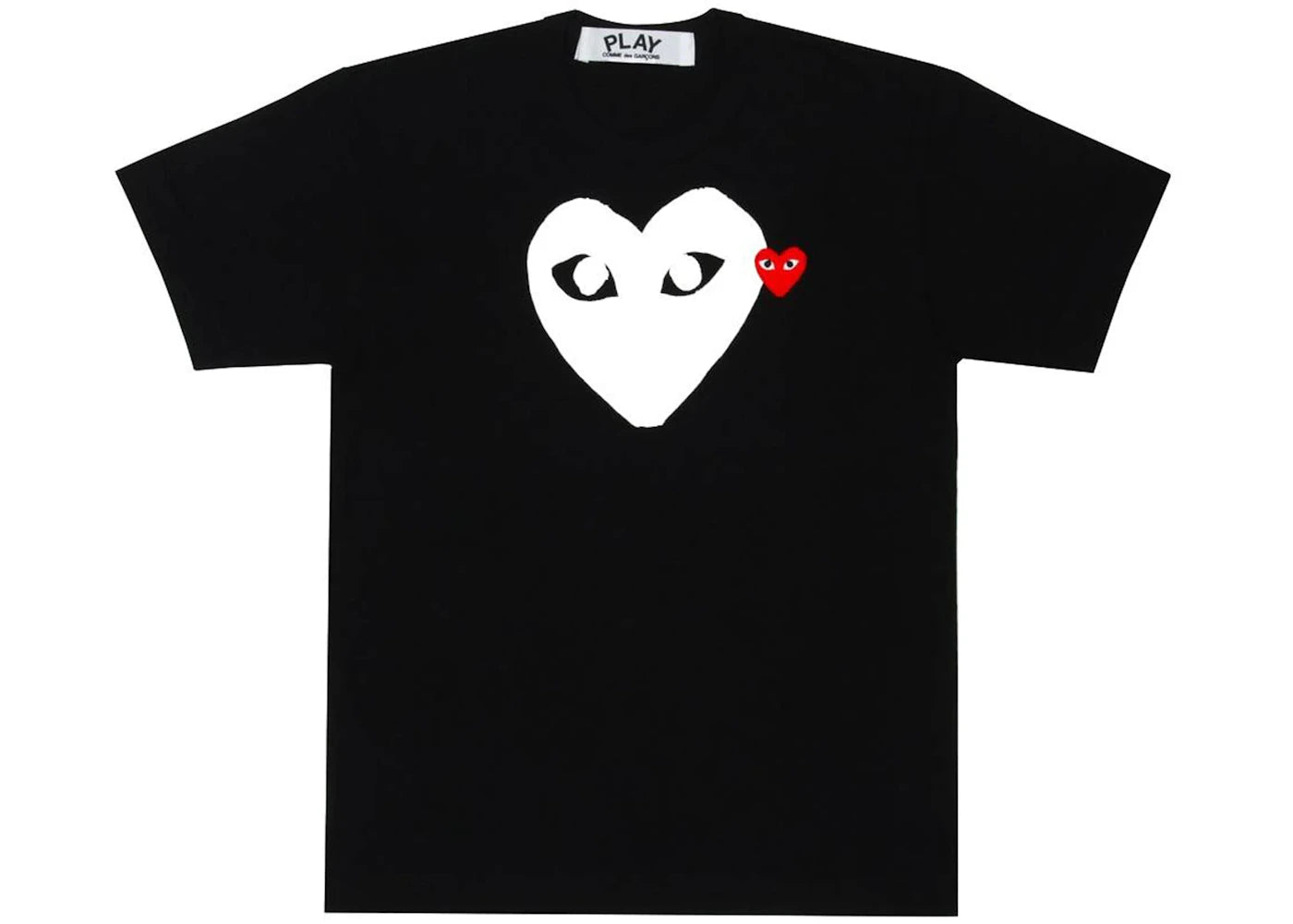 comme des garcons play white heart red emblem t-shirt black