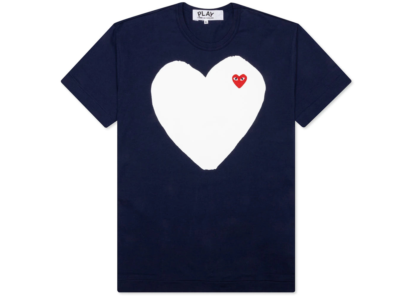 comme des garcons play white heart t-shirt navy