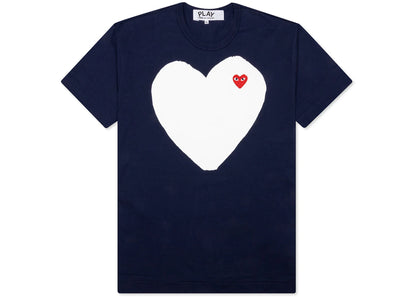 comme des garcons play white heart t-shirt navy