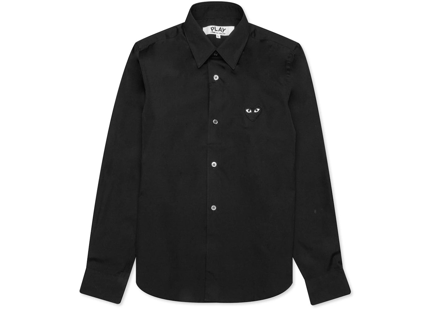 comme des garcons play women's black emblem button up shirt black