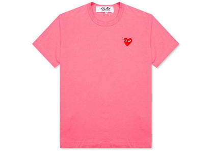 comme des garcons play women's pastelle red emblem t-shirt pink