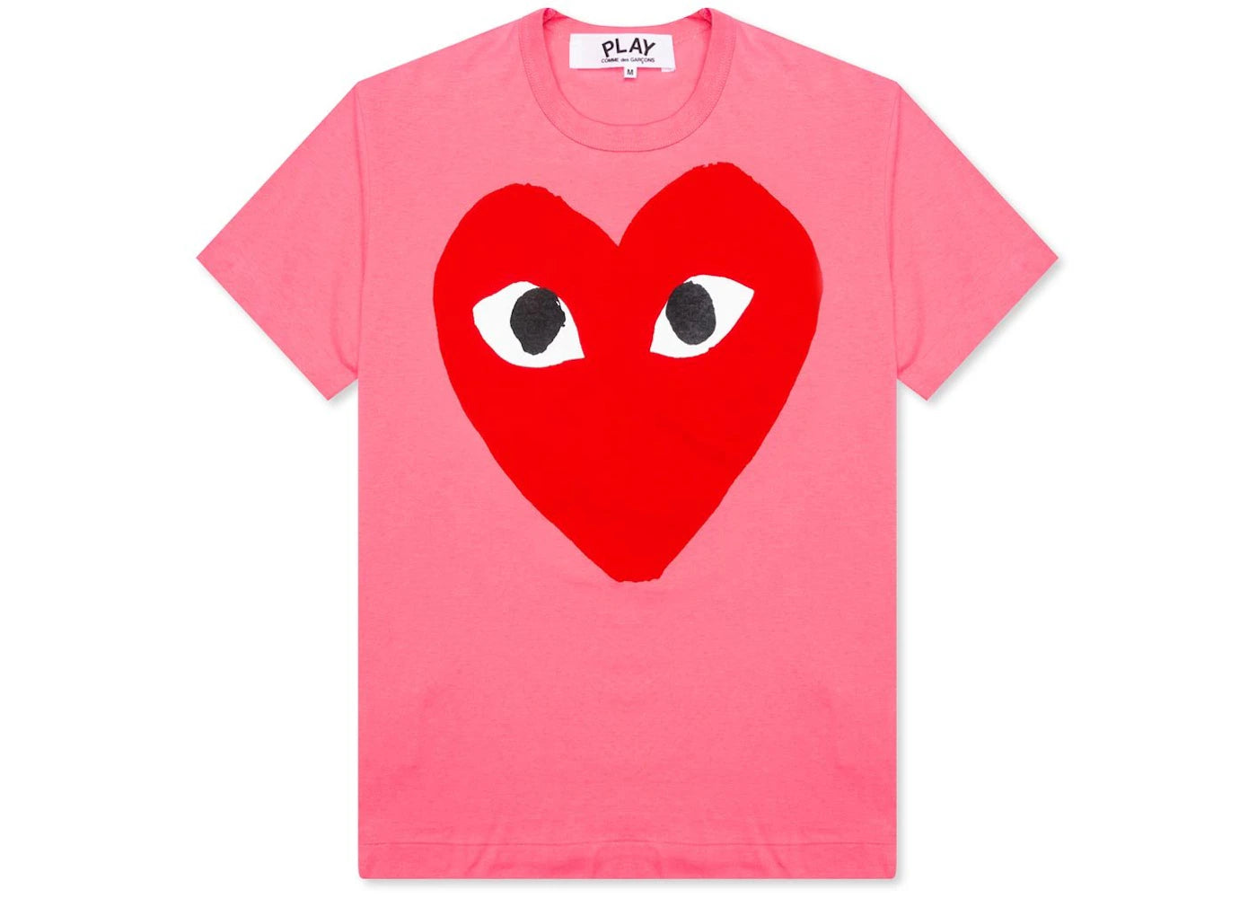 comme des garcons play women's pastelle red heart t-shirt pink