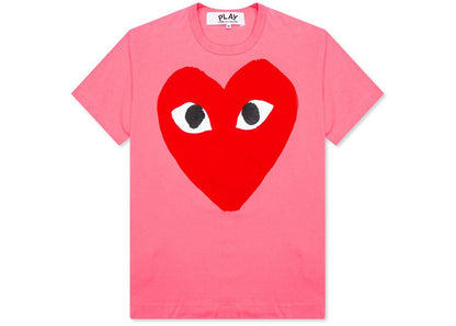 comme des garcons play women's pastelle red heart t-shirt pink