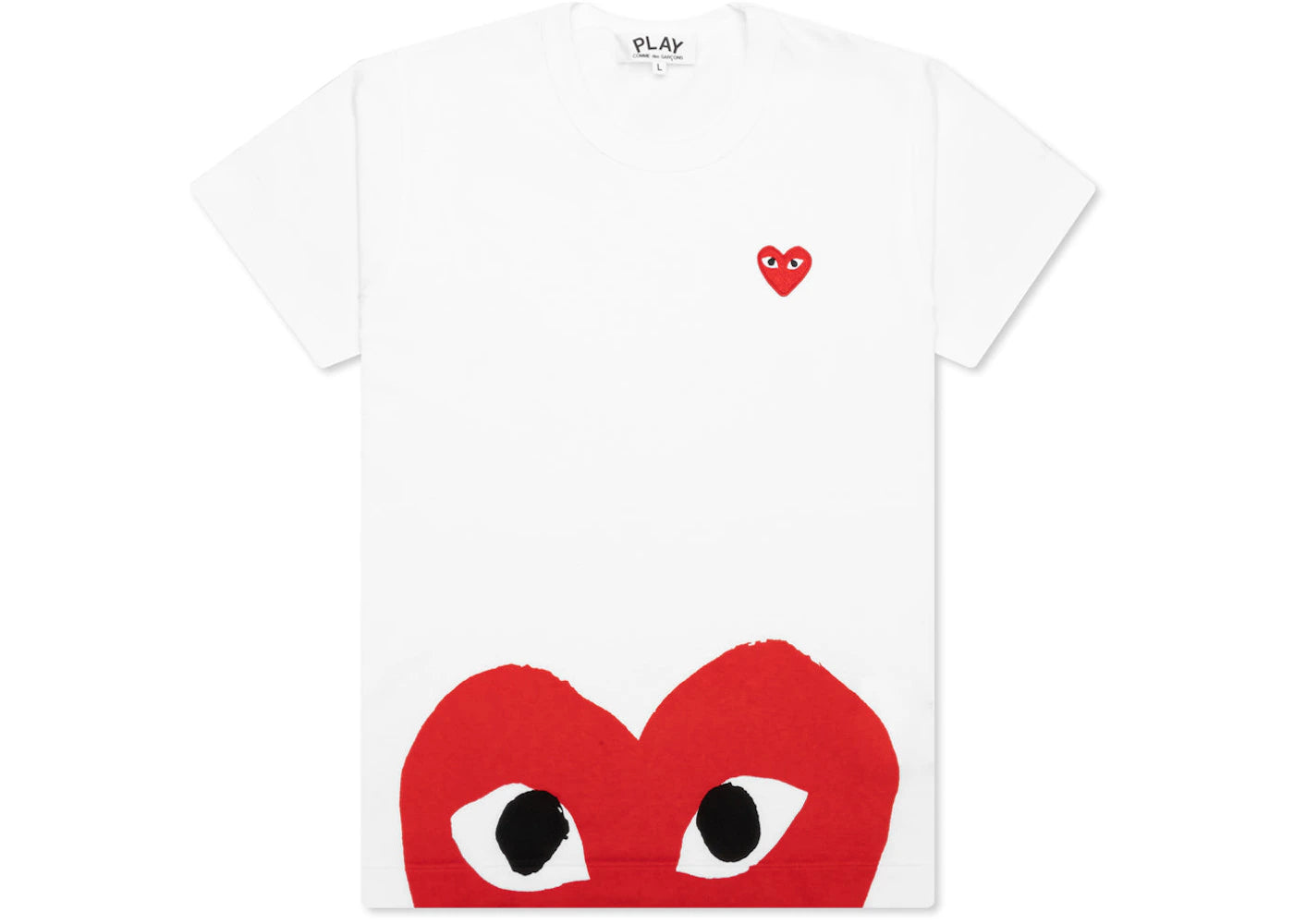 comme des garcons play women's red half heart t-shirt white