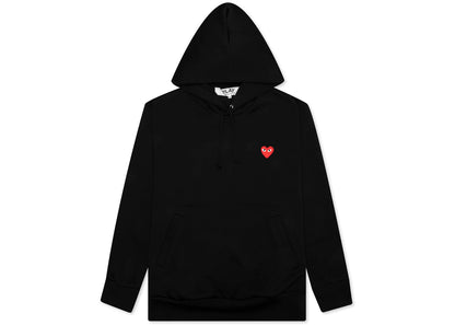 comme des garcons play women's red heart hoodie black