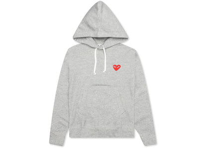comme des garcons play women's red heart hoodie grey