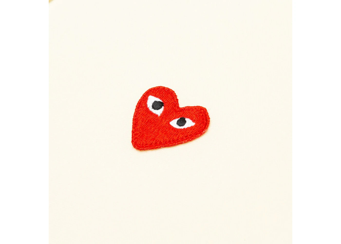comme des garcons play women's red heart hoodie ivory