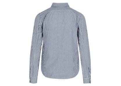 comme des garcons play women's stripe embroidered heart shirt blue/white