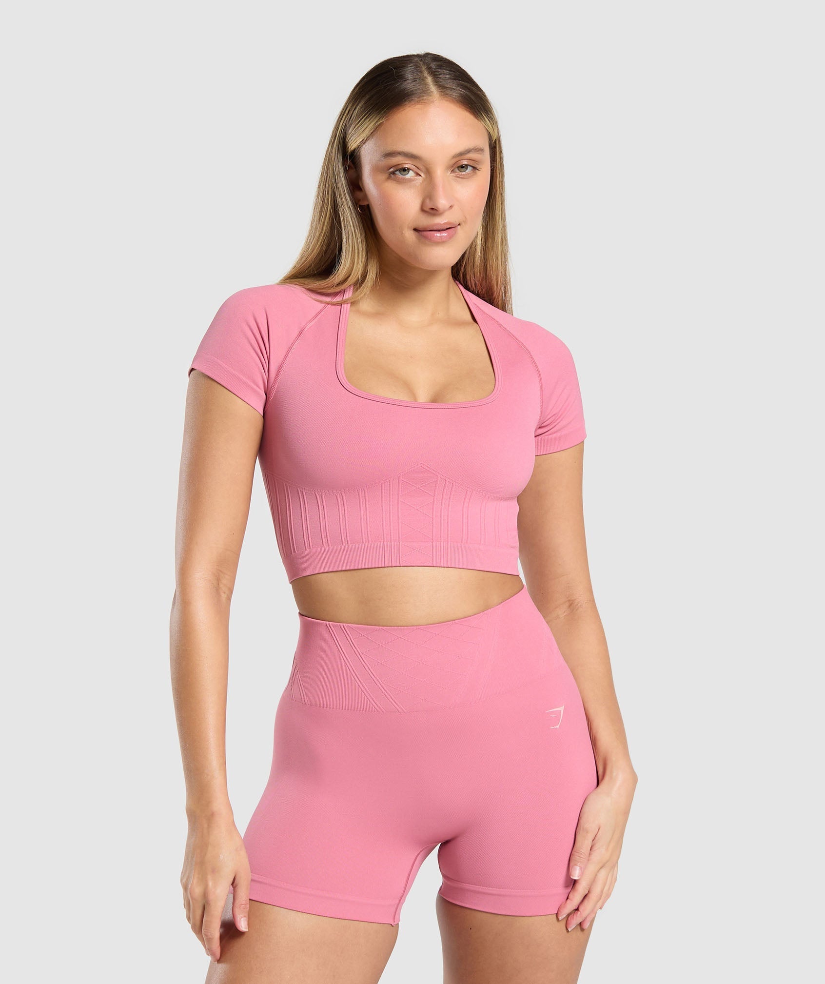 Women's Gymshark Corset Seamless Crop Top Sunset Pink