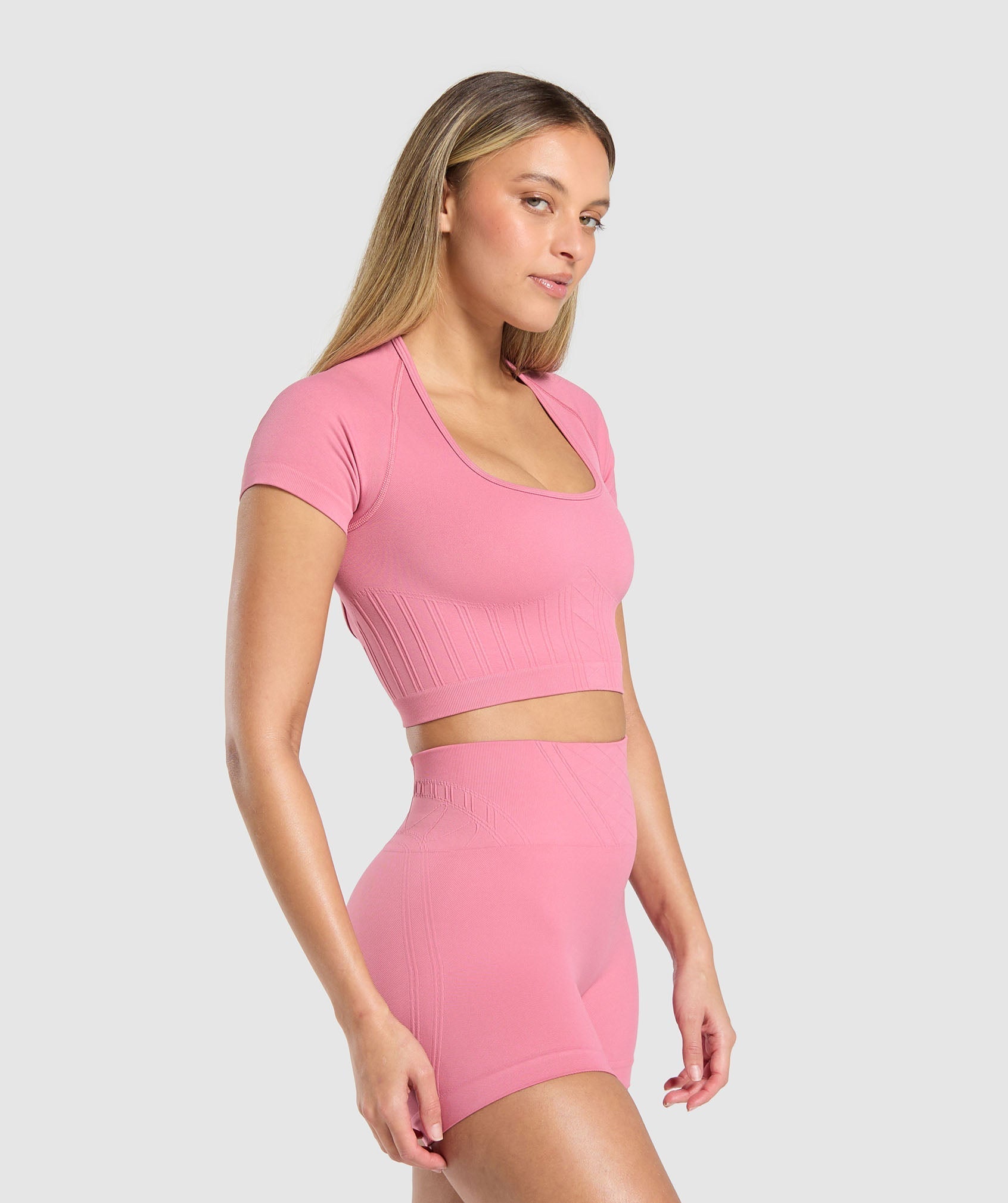 Women's Gymshark Corset Seamless Crop Top Sunset Pink