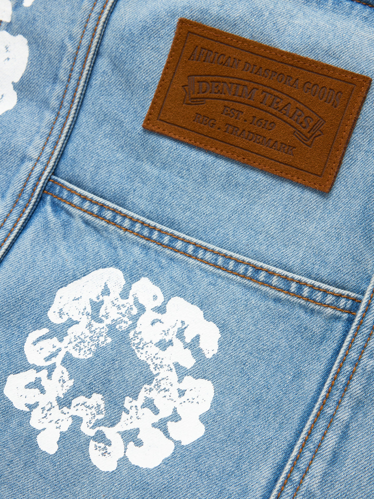 Denim Tears Cotton Wreath Light Wash Denim Tote Bag