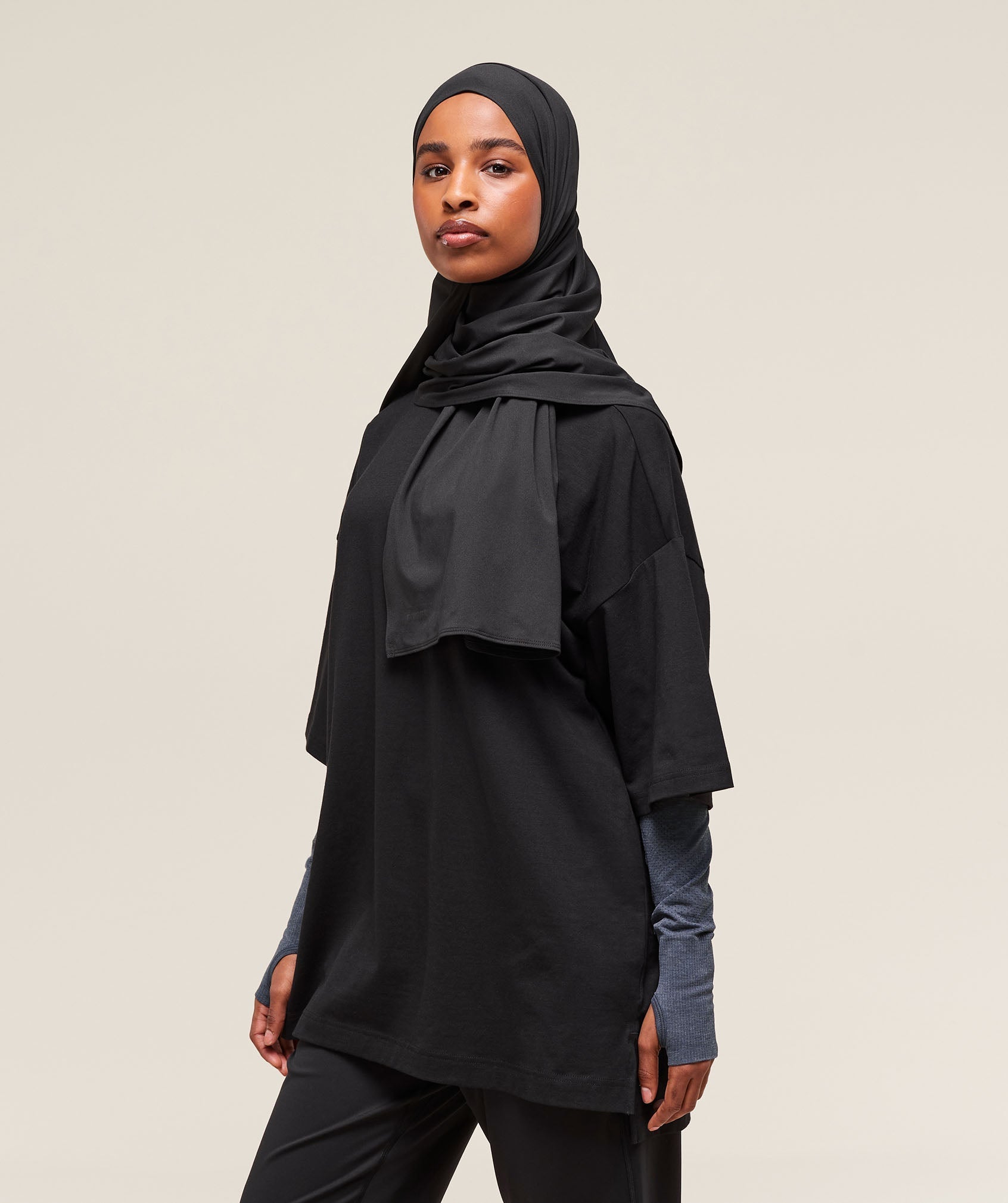 Women's Gymshark Covered Longline Cotton T-Shirt Black