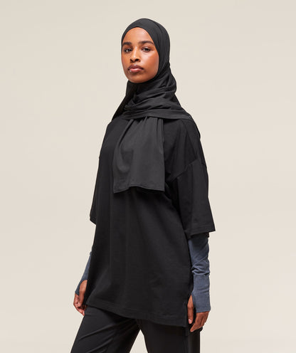 Women's Gymshark Covered Longline Cotton T-Shirt Black