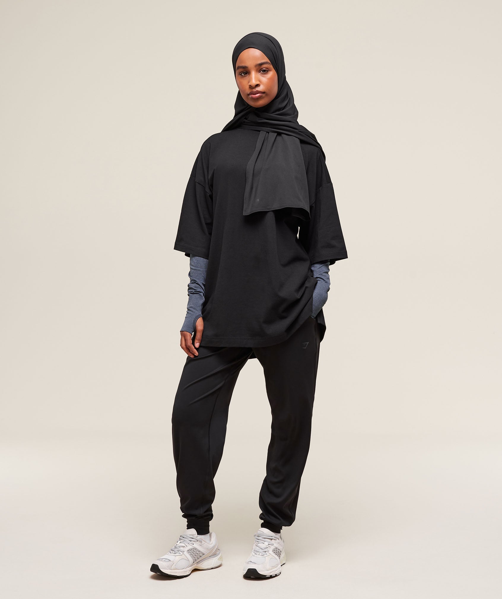 Women's Gymshark Covered Longline Cotton T-Shirt Black