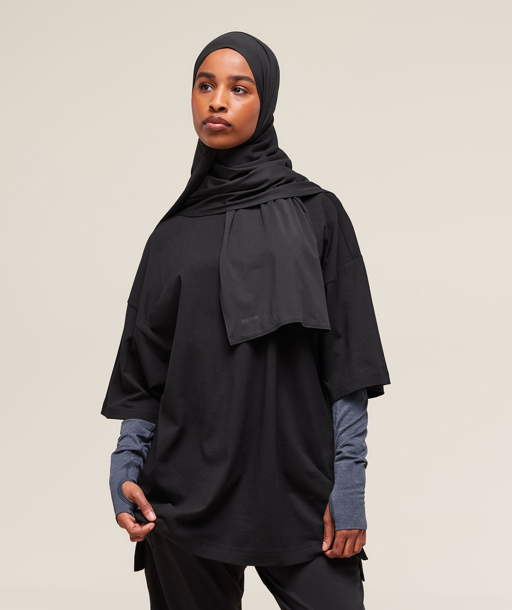 Women's Gymshark Covered Longline Cotton T-Shirt Black