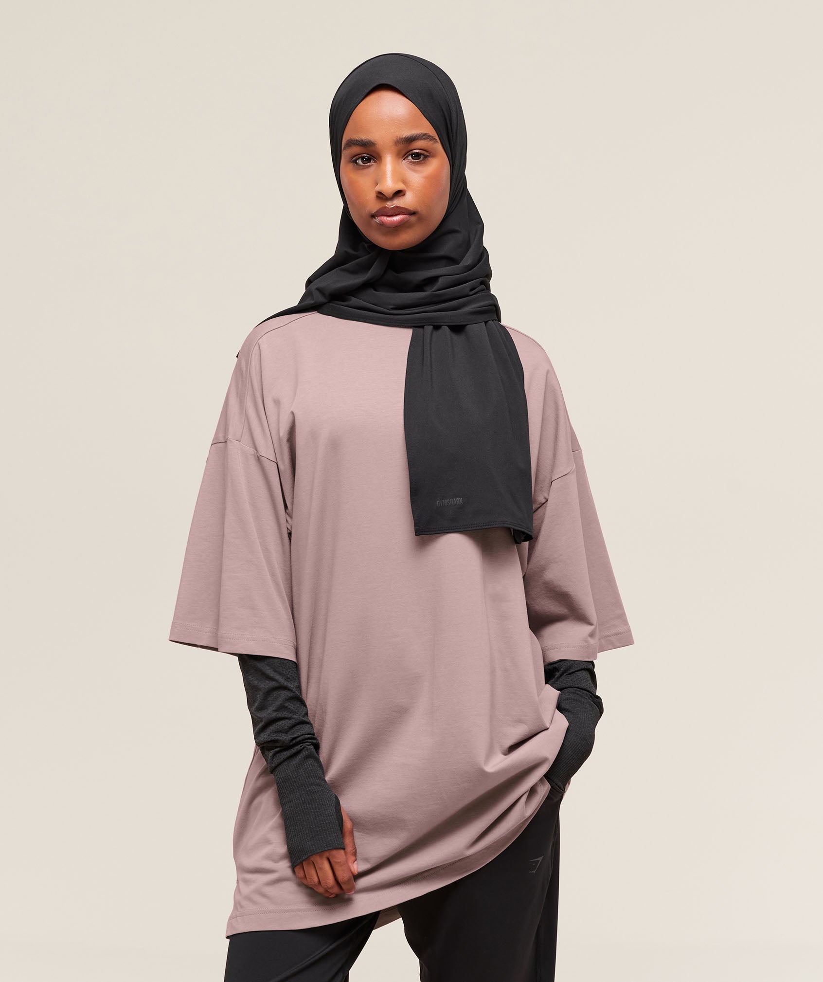 Women's Gymshark Covered Longline Cotton T-Shirt Washed Mauve