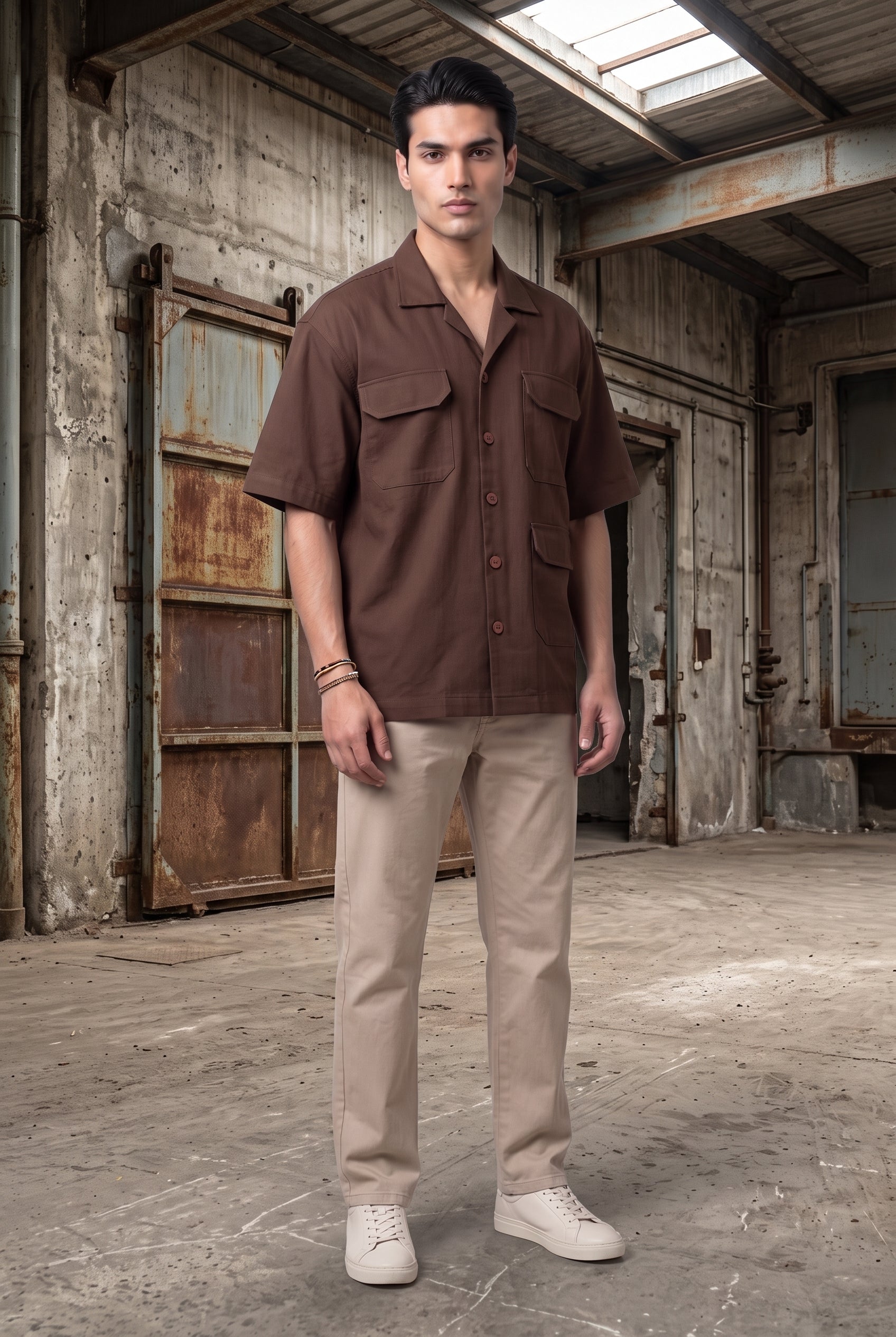 UTILITY BROWN MEN'S SHIRT