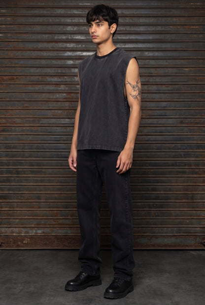 BLACK DENIM MEN'S TANK TOP