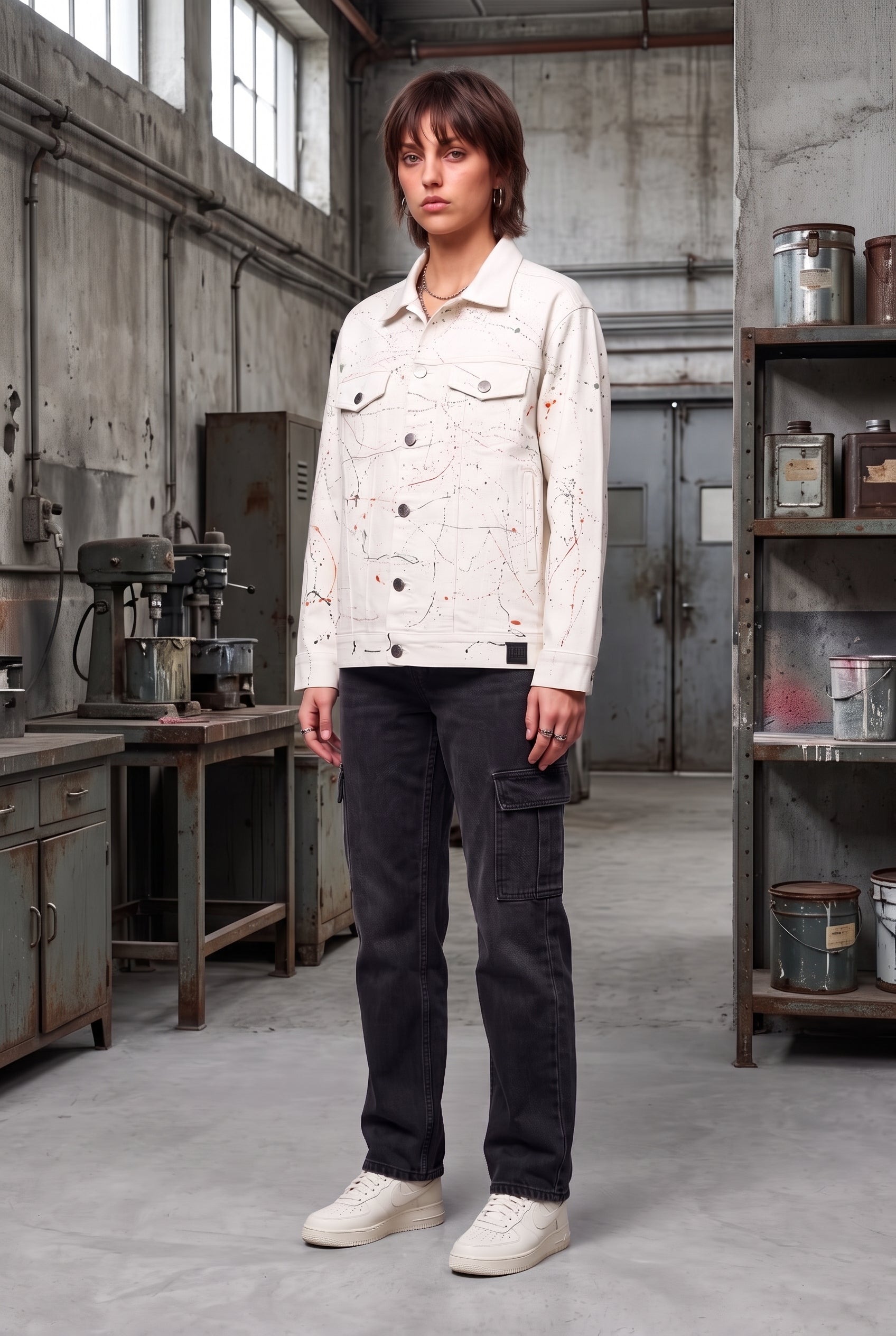 WHITE PAINTED DENIM WOMEN'S JACKET