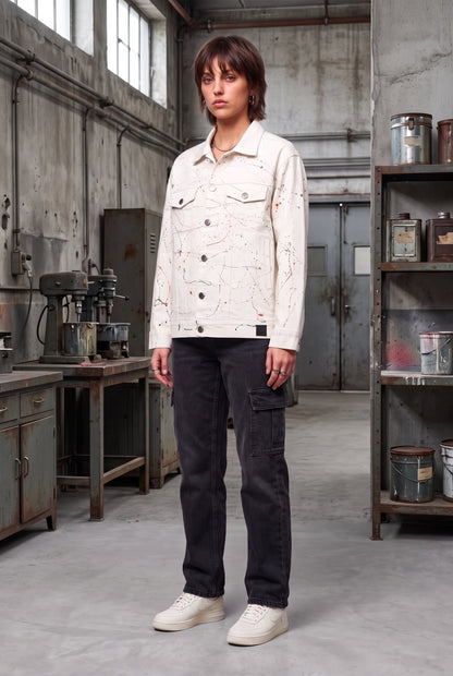 WHITE PAINTED DENIM WOMEN'S JACKET