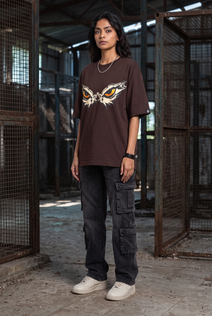 EAGLE EYE BROWN WOMEN’S OVERSIZED T-SHIRT