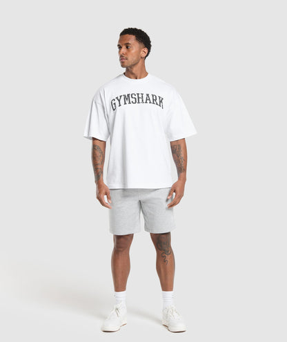 Gymshark Crest 9" Shorts Light Grey Marl