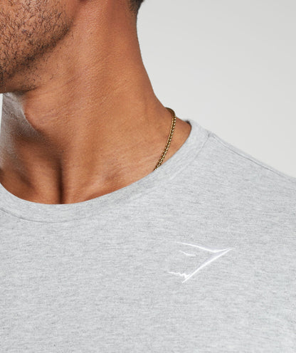 Gymshark Crest Long Sleeve T-Shirt Light Grey Marl
