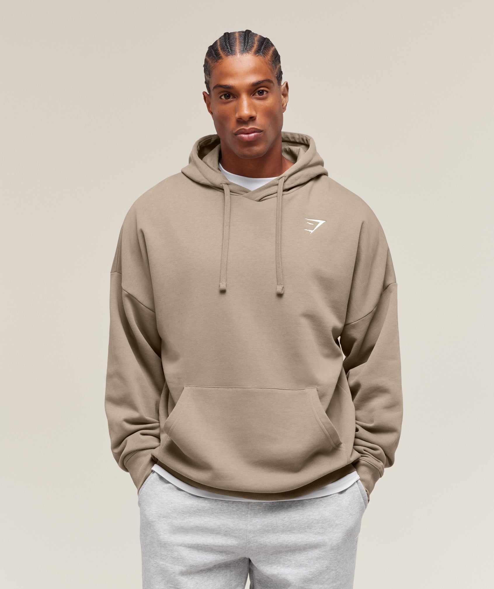 Gymshark Crest Oversized Hoodie Lifestyle Brown
