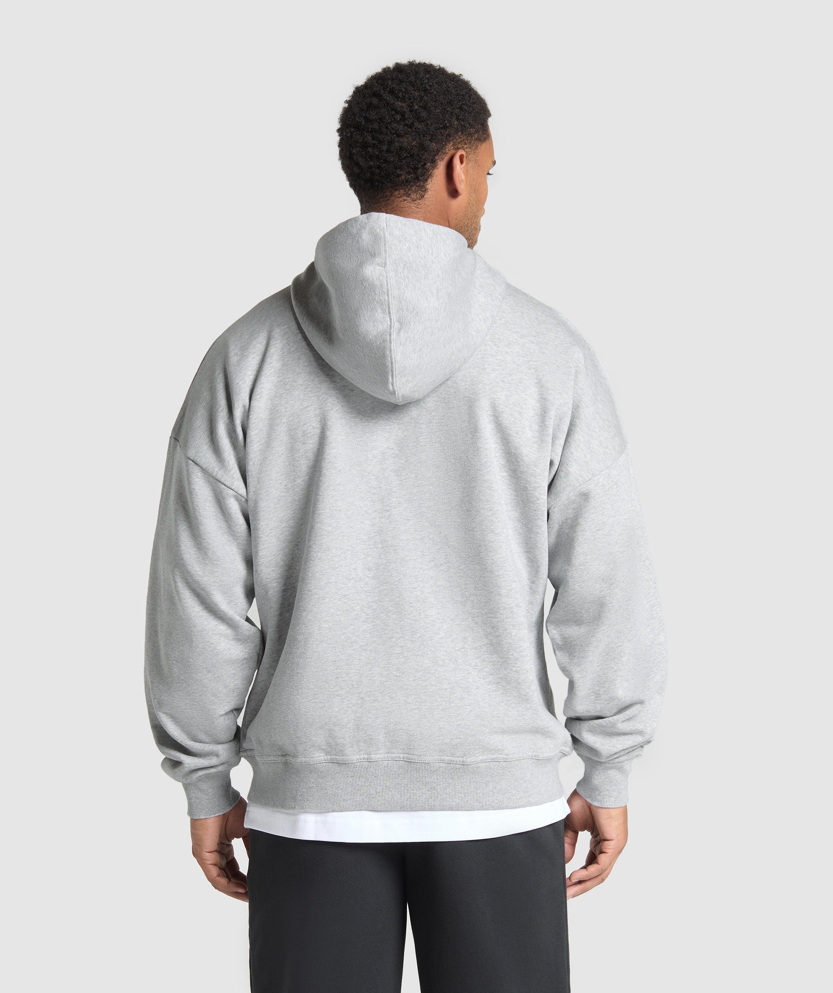 Gymshark Crest Oversized Zip Up Hoodie Light Grey Core Marl