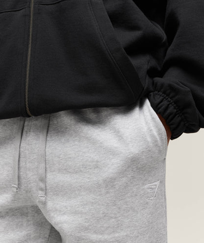 Gymshark Crest Straight Leg Joggers Light Grey Marl