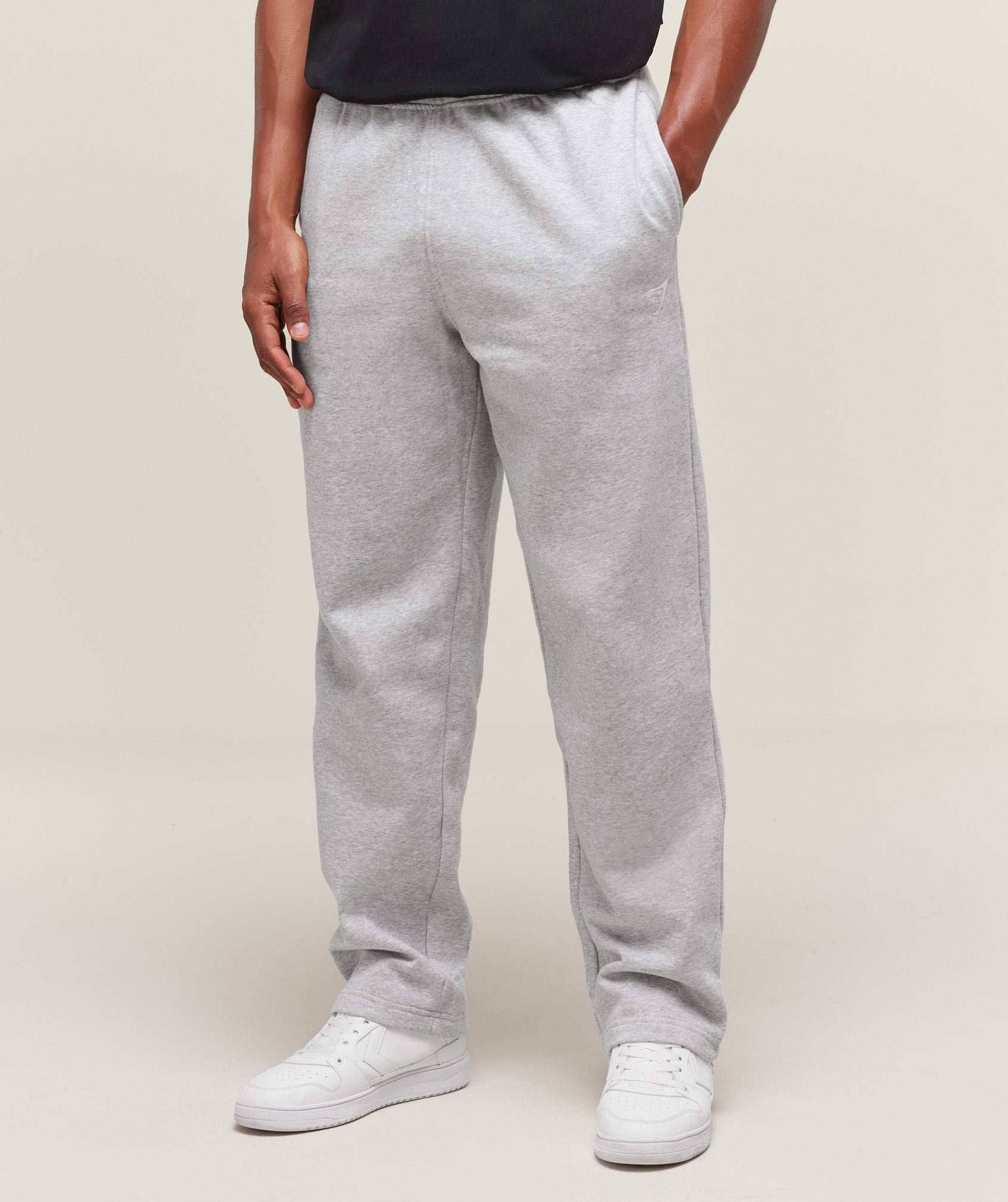 Gymshark Crest Straight Leg Joggers Light Grey Marl