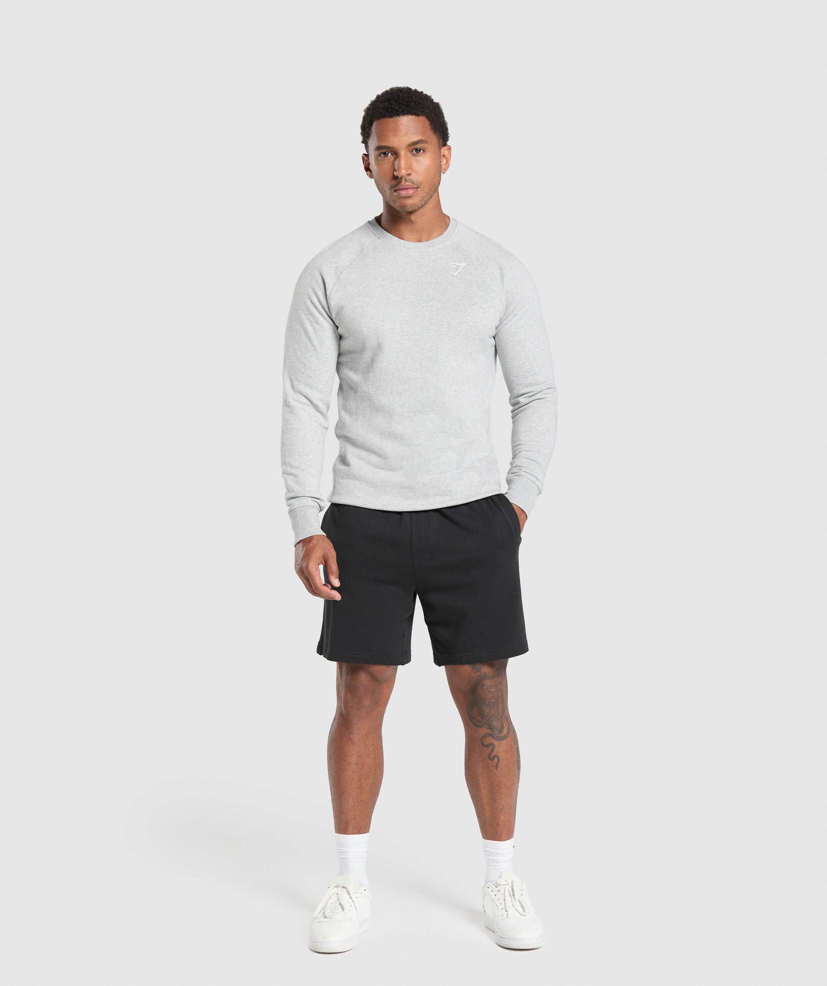 Gymshark Crest Sweatshirt Light Grey Marl