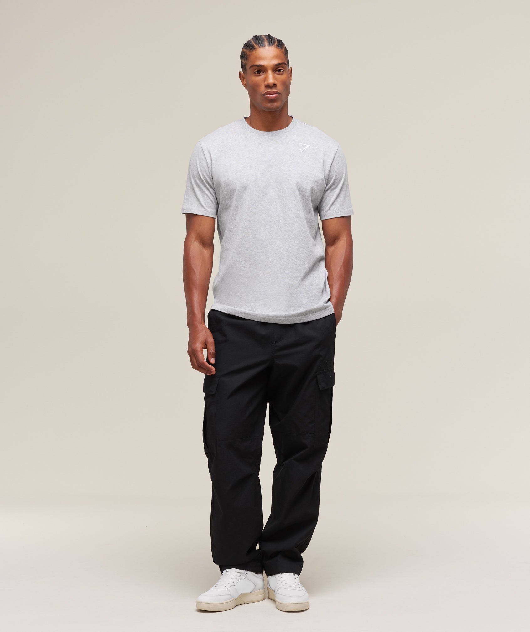 Gymshark Crest T-Shirt Light Grey Marl